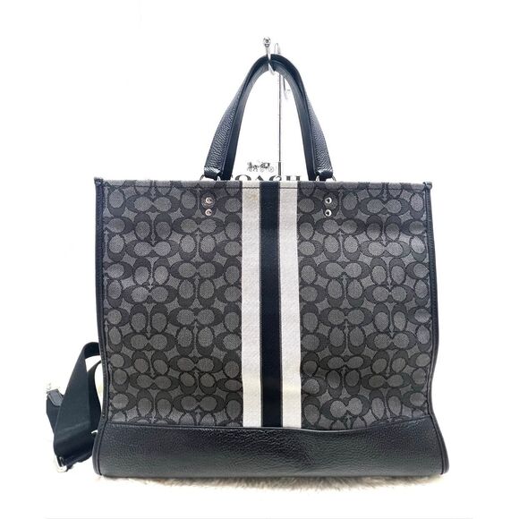 🔥🎁NEW! Coach DEMPSEY Tote 40 Handbag Signature Jacquard Black C1548 Msrp:$498. - Picture 2 of 7